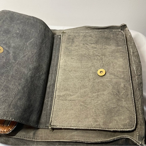 Mona B Canvas Laptop Backpack. Leather accents. "PARKER” - Picture 6 of 9